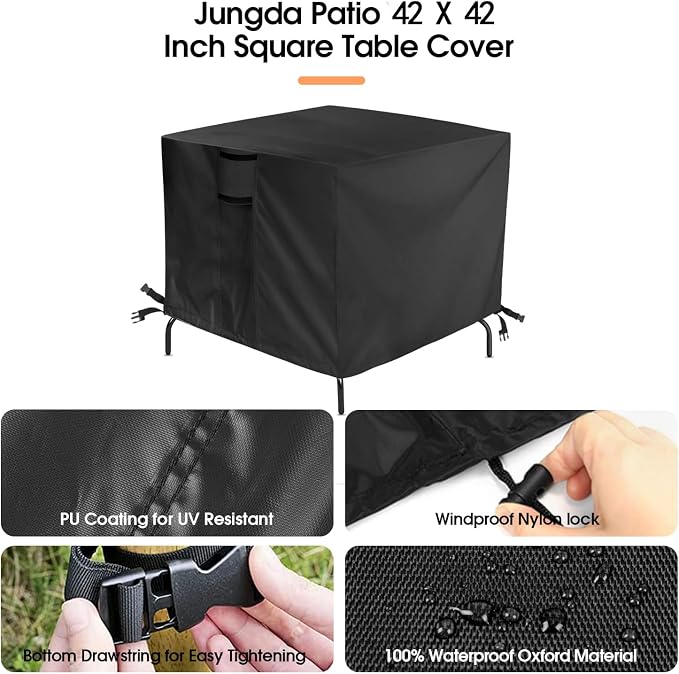 Outdoor Table Cover for Patio Bar Height Table, 42 Inch Square Outdoor Bistro - Image 2