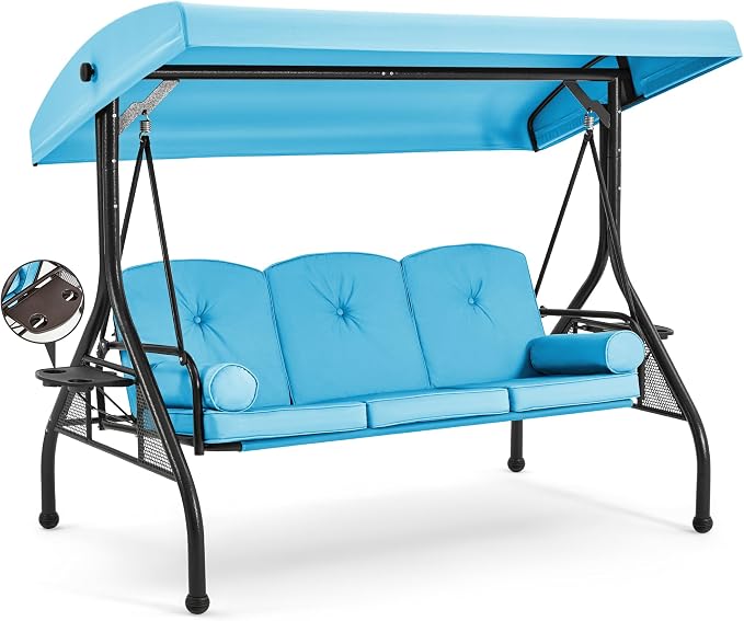 HOMREST 3 Seat Outdoor Porch Swing by HOMREST