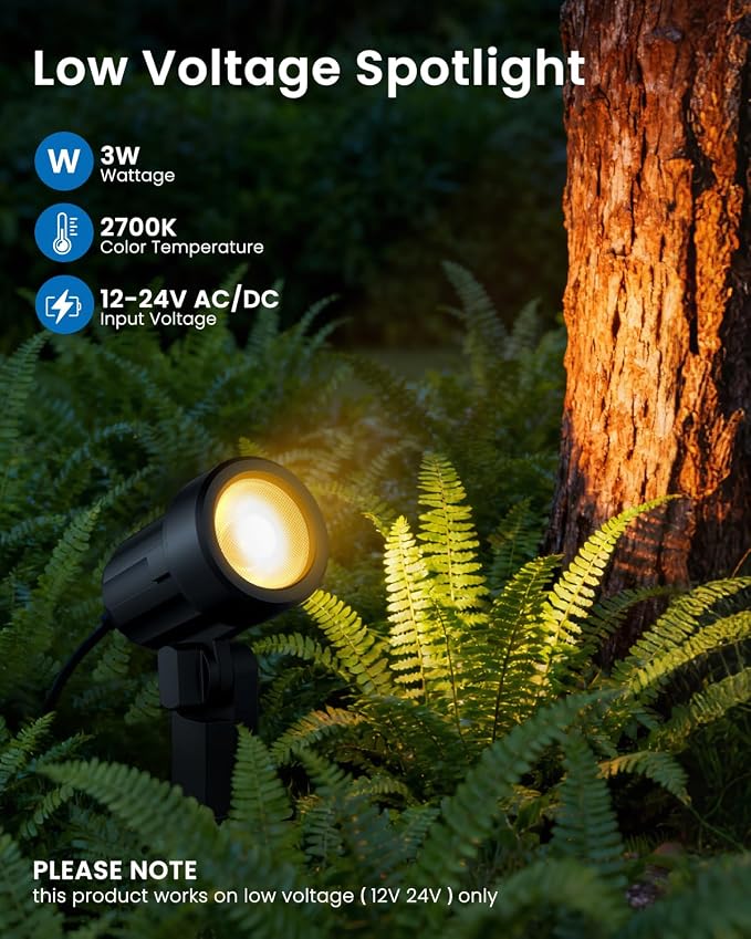 ZZXX All-in-One Low Voltage Landscape Lighting Kit, 2700K Waterproof Landscape - Image 3