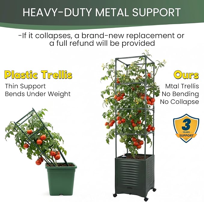 Tomato Planter Pot Tomato Box Raised Garden Bed 56.5" Tall Self-Watering and - Image 3