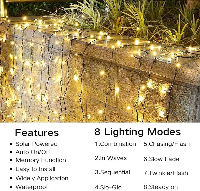 Joomer Solar Christmas Lights Outdoor, 4 Pack Total 156FT 400LED 8 Lighting - Image 2
