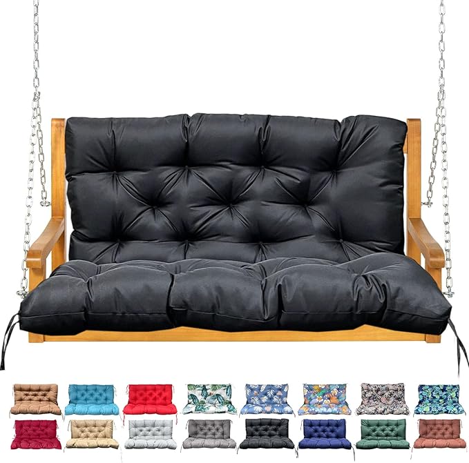 Porch Swing Cushion with Backrest, Waterproof Bench Cushion by NANGELRN