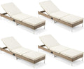 HOMREST Outdoor Chaise Lounge Chair Set of 4, Patio Wicker Lounge Chairs by HOMREST