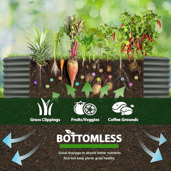 A ANLEOLIFE 4-Pack 6X3X2ft & 8X4X2ft Deep Root Galvanized Raised Garden Beds - Image 5