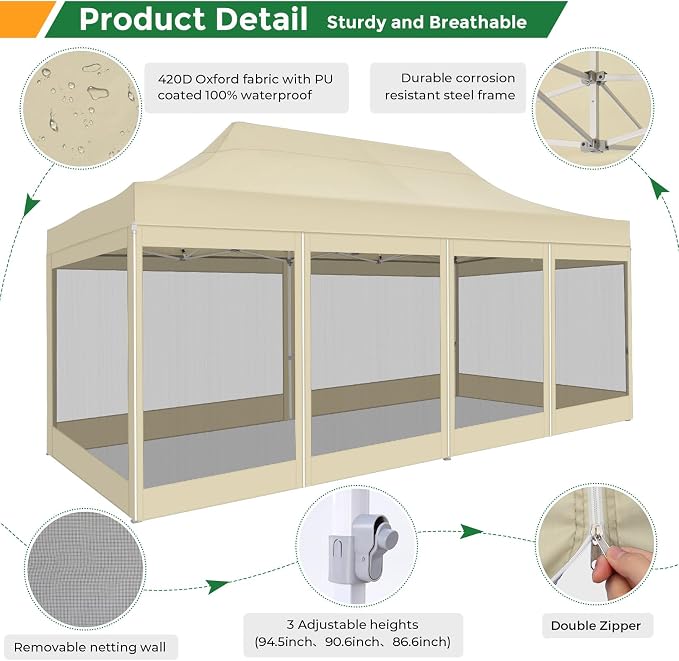 COBIZI 10x20 Heavy Duty Pop Up Canopy - Image 6