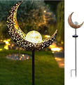 Solar Garden Light Outdoor Decorative, Moon Decor Crackle Glass Globe Garden by HDNICEZM