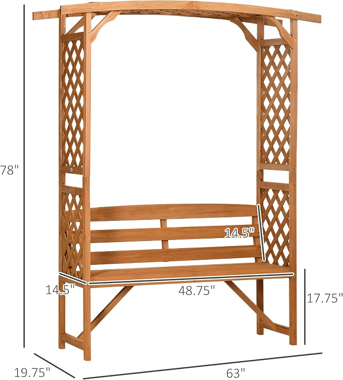 Outsunny Patio Garden Bench Arbor Arch - Image 7