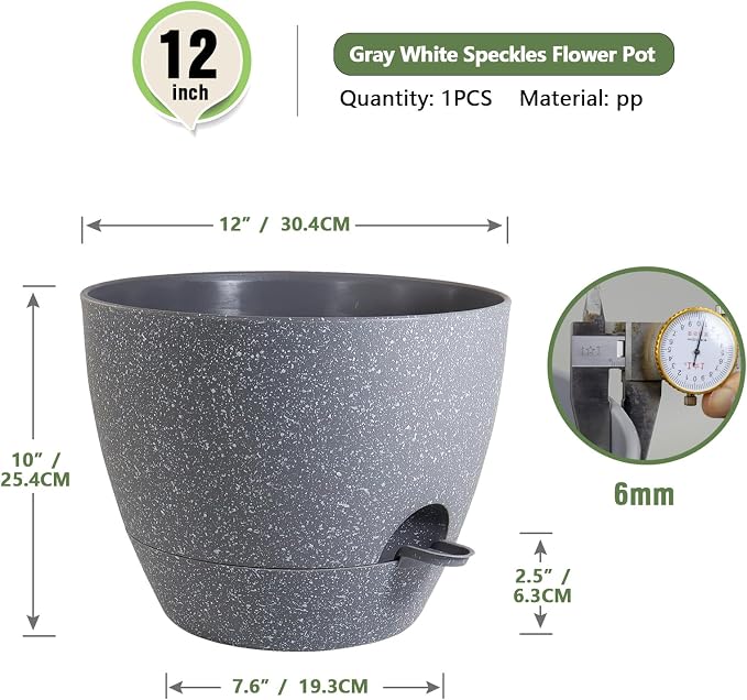 12 inch Large Self Watering Pots, Plant Pots - Image 2