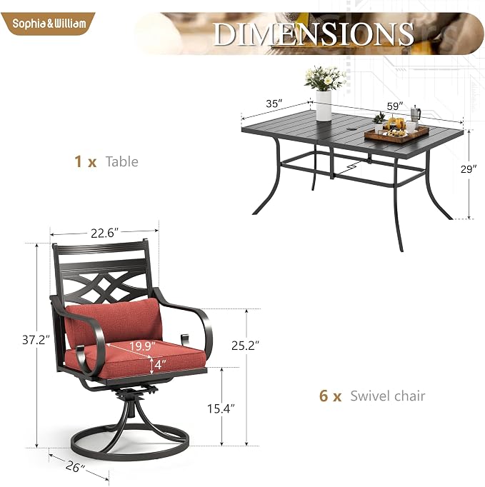 Sophia and William Swivel Patio Dining Set - Image 6