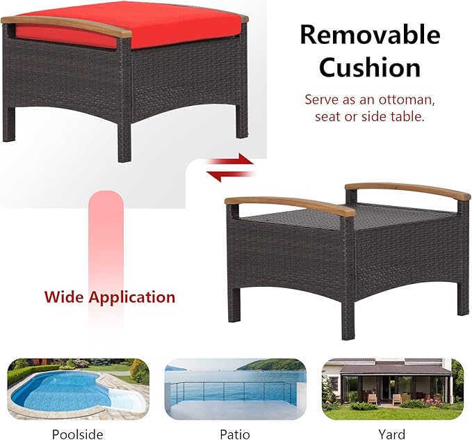 RELAX4LIFE Outdoor Wicker Ottomans - Image 3