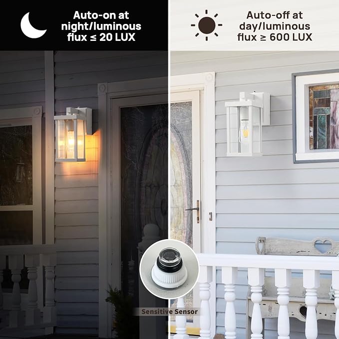 Dusk to Dawn Porch Lights with GFCI Outlets Waterproof Outdoor Wall Lights - Image 6
