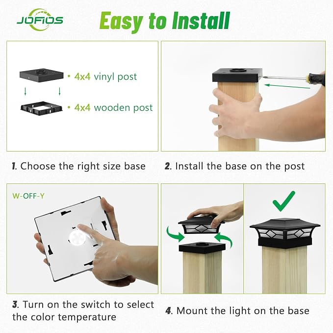 Solar Post Cap Lights Outdoor 16pack, Waterproof Solar Powered Deck Fence Post - Image 7