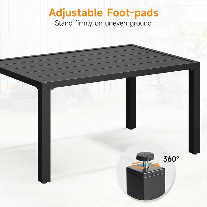 ONBRILL Outdoor Metal Coffee Table, 36 Inch Patio Black Coffee Table - Image 7
