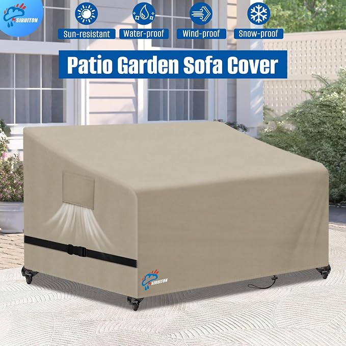 SIRUITON 2-Seat Garden Patio Sofa/Loveseat/Bench Cover 51" W x 27" D x 35" H - Image 4