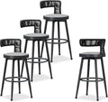 PURPLE LEAF Outdoor Swivel Bar Height Stools Set of 4 Metal Modern Wicker Bar by PURPLELEAF