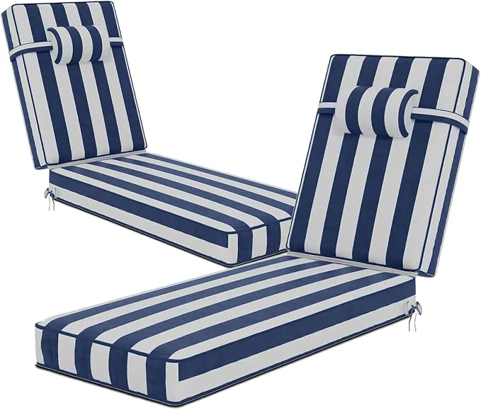 72 x 21 x 4 Inch Olefin Chaise Lounge Cushions, Lounge Chair Cushions by Unknown
