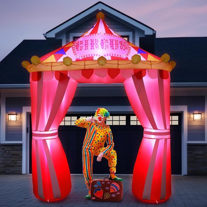 10ft Circus Party Decorations Inflatable Arch Blow up Tent Built in LED Lights - Image 6