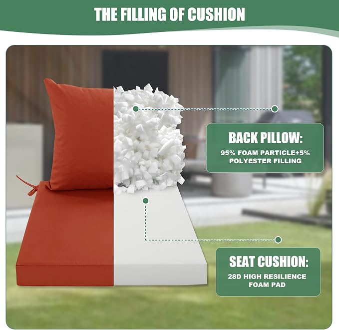 Waterproof Patio Cushions for Outdoor Furniture, Fade Resistant Back Pillow and - Image 6