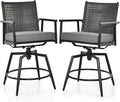 Tangkula Patio Swivel Bar Stools Set of 2, Outdoor Counter Height Bar Chairs by TANGKULA