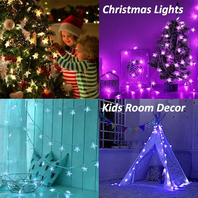 Minetom Star String Lights for Bedroom - 33 ft Plug-in Color Changing Star - Image 3