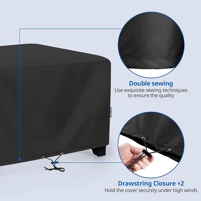 SunPatio Outdoor Ottoman Cover, Waterproof Square Coffee Table Cover, Patio - Image 3