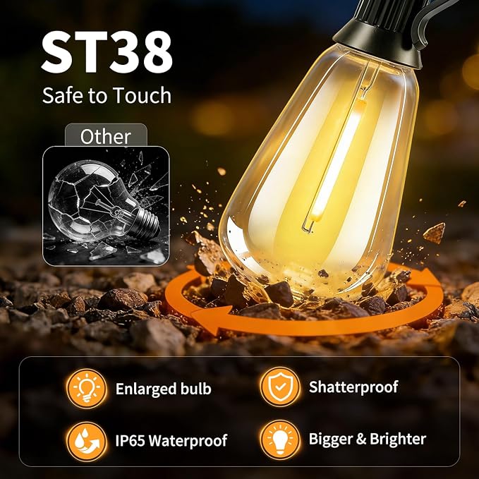 Outdoor Solar String Lights Waterproof: ST38 82ft Shatterproof Patio Lights - Image 4