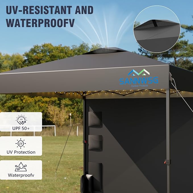 10X10 Pop Up Canopy Tent, Removable Pockets Sidewall - Image 4