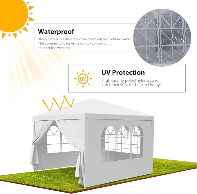 Smartxchoices 10' X 10' Outdoor White Waterproof Gazebo Canopy Tent - Image 4