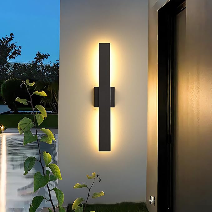 23.6inch Long Outdoor Modern LED Wall Light, 24W Waterproof IP65 Warm White Led - Image 9