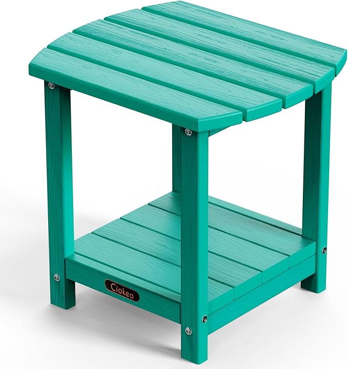 Ciokea Adirondack Outdoor Side Table, 2-Tier Sturdy Patio End Table Weather by CIOKEA