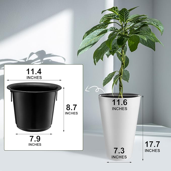 Sieral Set of 2 Tall Outdoor Planters 12 x 18 Inch Large Resin Outdoor Planters - Image 3