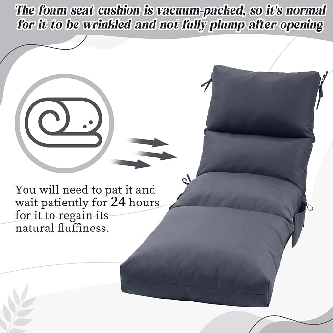 Kigley 2 Pcs Chaise Lounge Cushions, 77.9 x 20.5 x 4.7 Inch Outdoor Lounge - Image 4