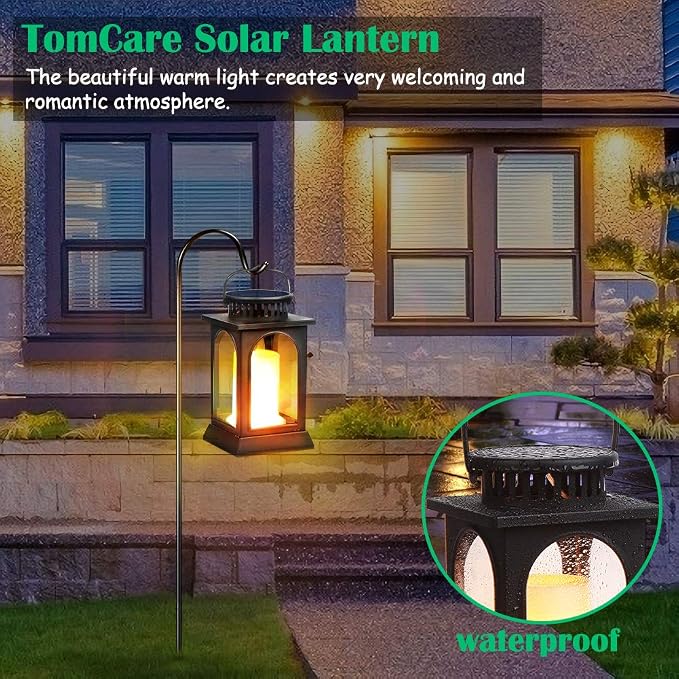 TomCare Solar Lights Flickering Flame Upgraded Metal Solar Lantern Outdoor - Image 6