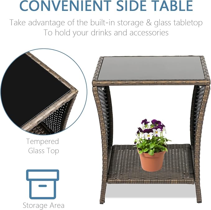 Kinfant Rattan Patio Side Table - Image 6