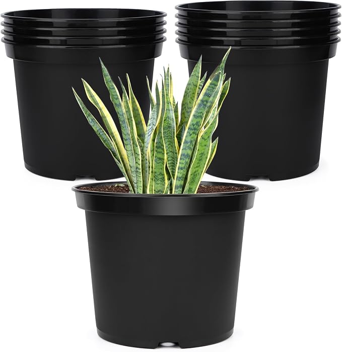 GREANER Plant Nursery Pots, 10 Inch Round Sturdy Garden Pots by GREANER