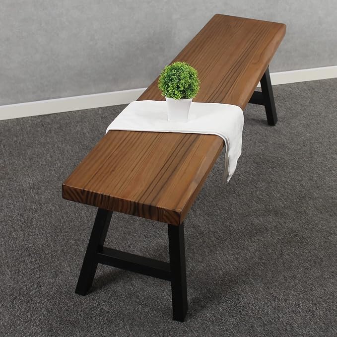 MBQQ 55 inch Outdoor Soild Wood Bench, Patio Picnic Bench, Oil Finished - Image 5