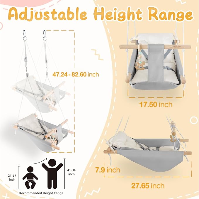 Baby Swing Indoor and Outdoor, Canvas Hammock Swing - Image 5