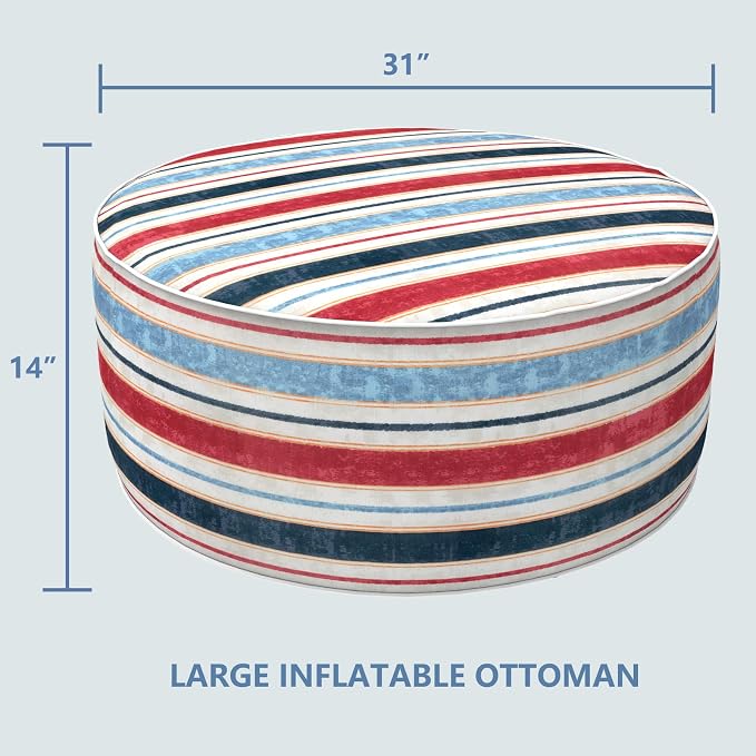 LVTXIII Outdoor Inflatable Ottoman, Fade-Resistant Round Footrest Stool D31”x - Image 3
