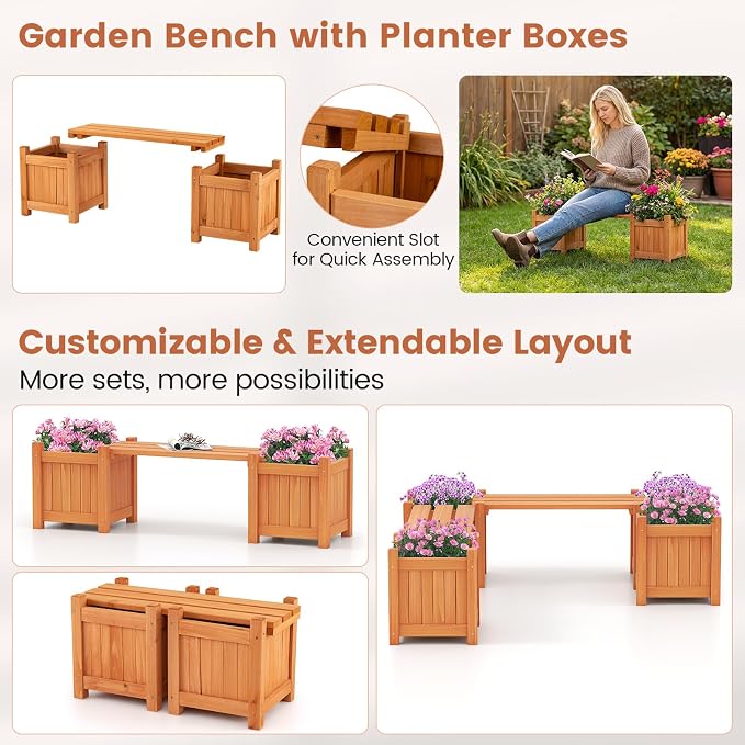 Giantex 2-in-1 Outdoor Bench - Image 5