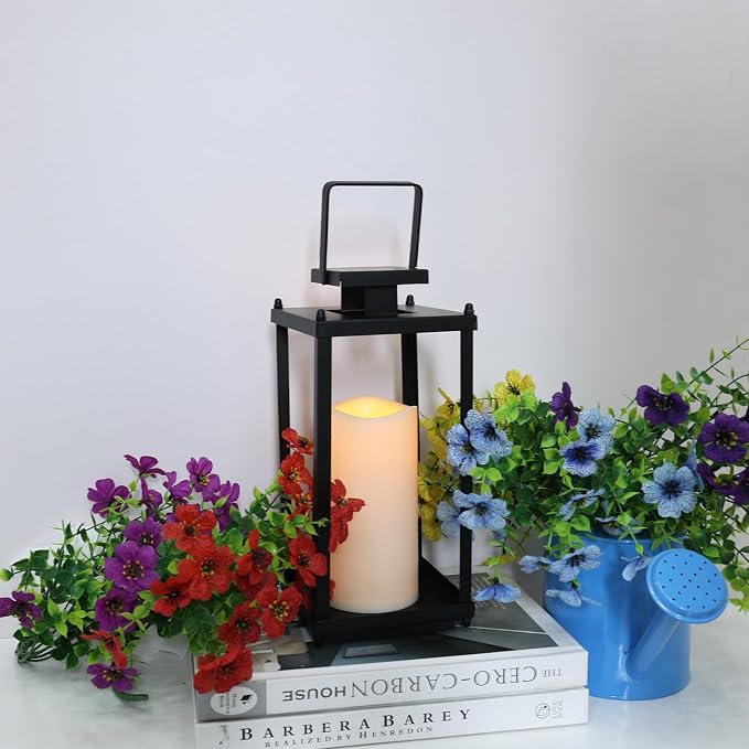 NEEDOMO Lanterns Decorative Indoor& Outdoor, 13.4" Metal Tabletop Decor Lantern - Image 2