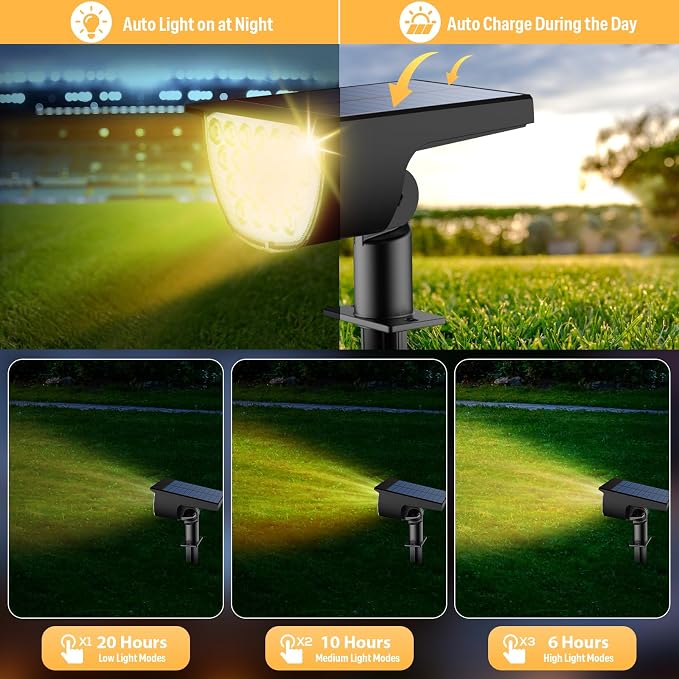 Solar Lights Outdoor Waterproof IP65, Solar Powered 76 LED 3 Lighting Modes - Image 5