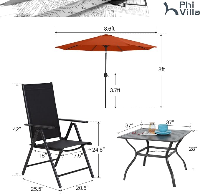 PHI VILLA Outdoor Patio Dining Set - Image 7