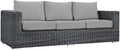 Modway Summon Wicker Rattan Outdoor Patio Sunbrella Sofa in Canvas Gray by Modway