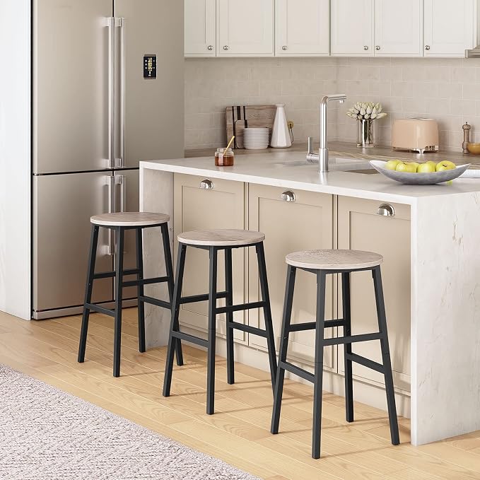 Bar Stools, 24.4 Inch Kitchen Breakfast Bar Chairs, Industrial Bar Stools - Image 5
