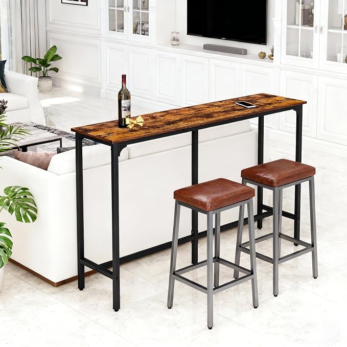 Karl home 54.7" Bar Table, Rectangular High Top Bar Counter Tables - Image 8