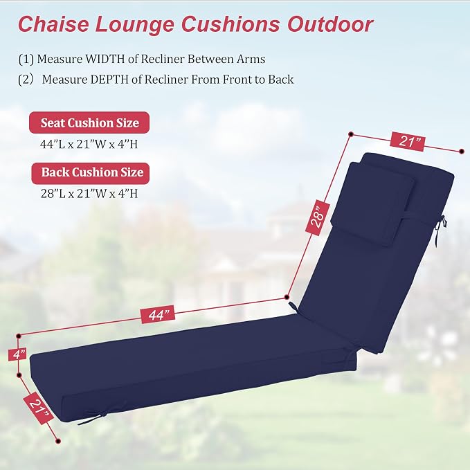Chaise Lounge Cushions Outdoor 72x21x4 Inch, Patio Lounger Chair Cushion - Image 2