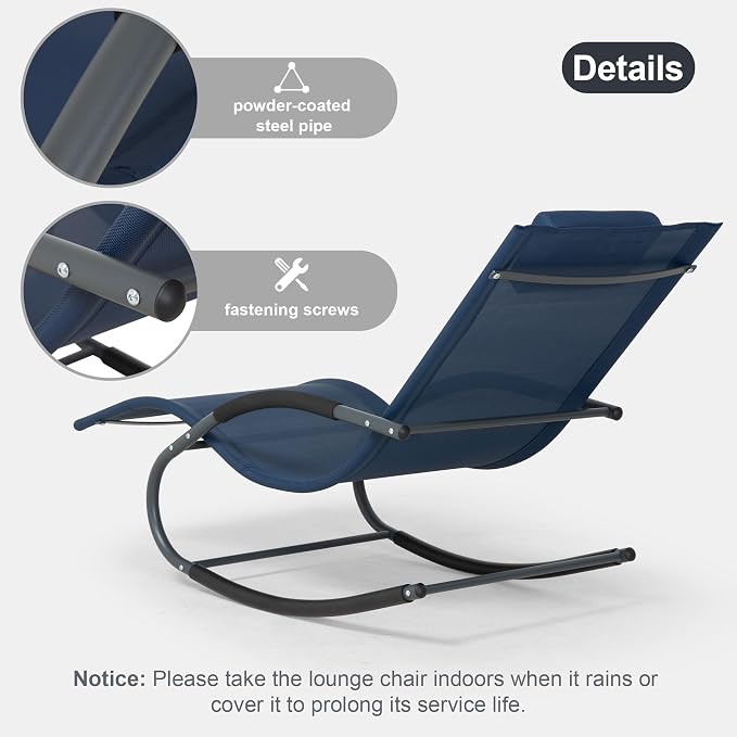 Outdoor Lounge Chair with Pillow, Chaise Lounge Chair - Image 6