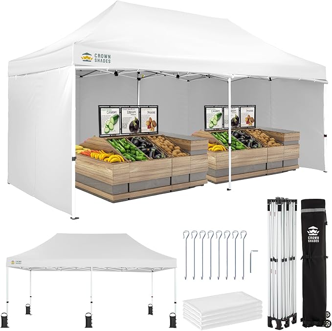 CROWN SHADES 10x20 Pop Up Canopy Tent, Thicken Frame Commercial Heavy Duty Tent by CrownShades