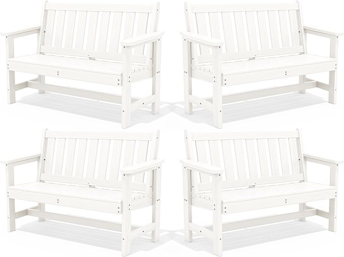 SERWALL Outdoor Bench, HDPE Outdoor Benches Weatherproof, 2-Person Garden Bench by SERWALL
