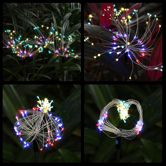 FOOING 6 Pcs Solar Garden Lights Solar Firework Lights, 200 LED String Light 2 - Image 6
